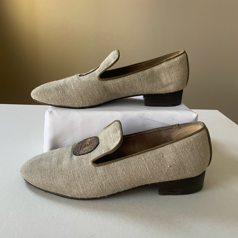 Evelyn Paul Tan Linen Shoes loafers 8.5 France 7.5 US